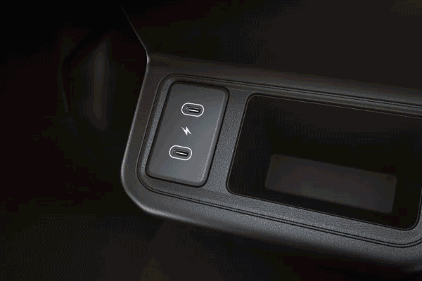Rear seat USB port and storage tray